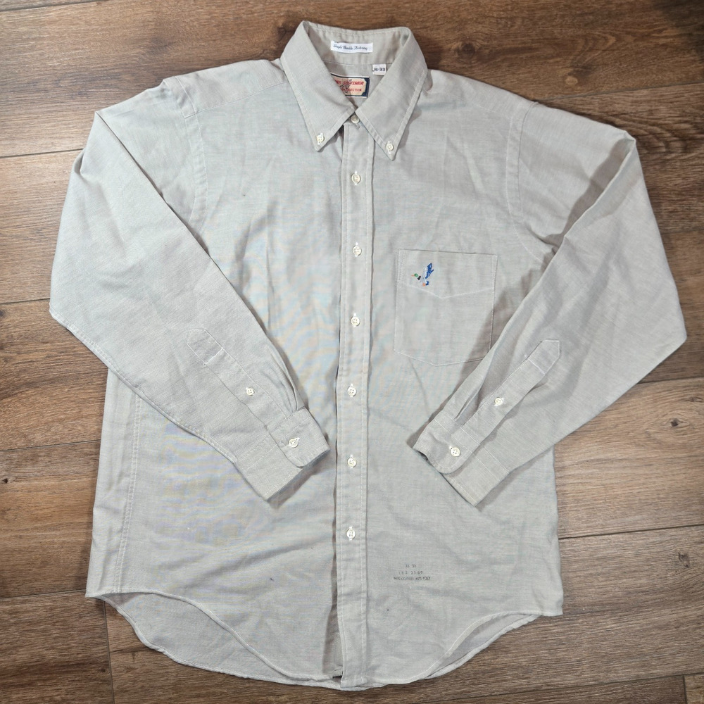 Vintage Flying Scotsman Work Shirt Mens M 16-33 Single Needle Tailoring Mallard